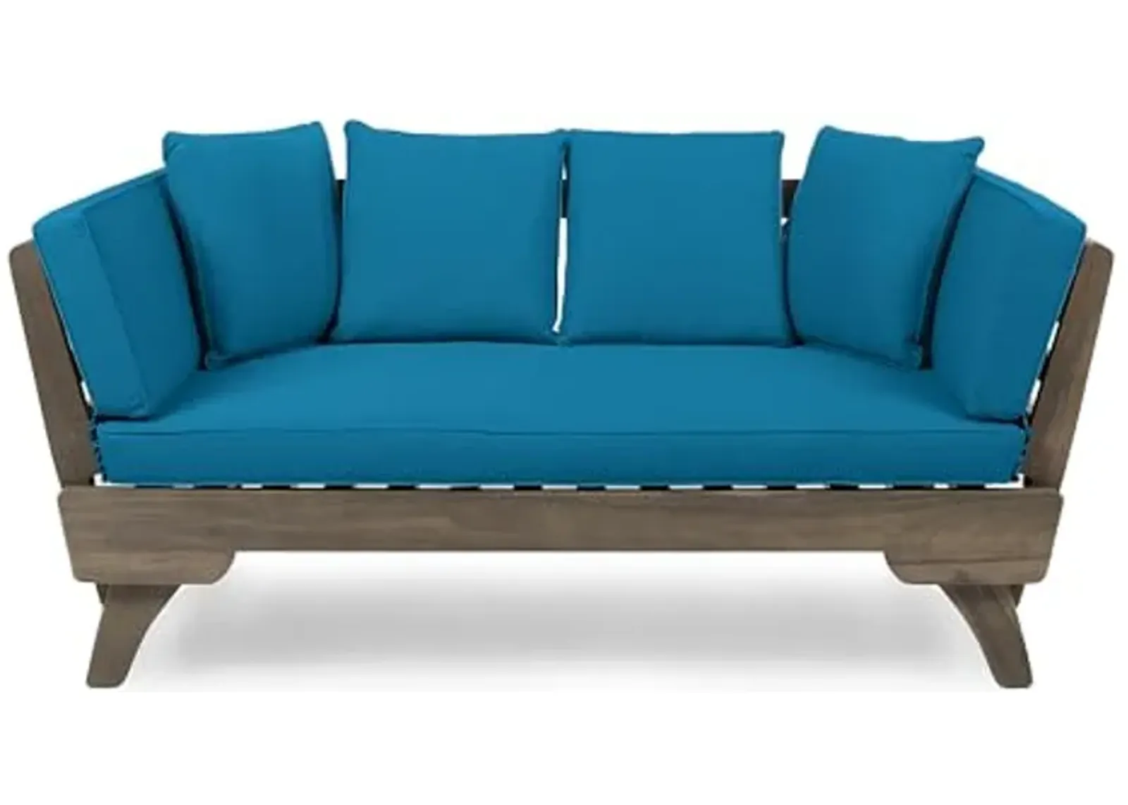 Christopher Knight Home Aldrich Outdoor Acacia Wood Expandable Daybed with Water Resistant Cushions, Dark Teal and Gray