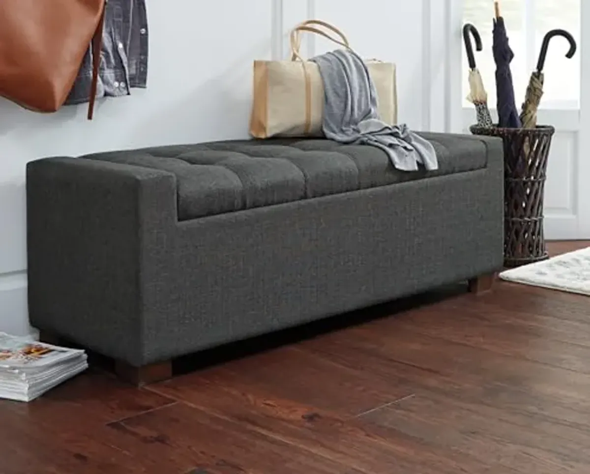 Signature Design by Ashley Cortwell Ottoman Tufted Entryway Storage Bench, Charcoal Gray