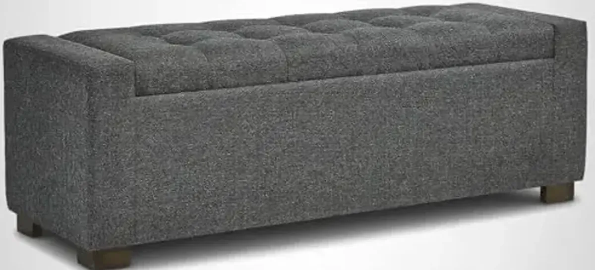 Signature Design by Ashley Cortwell Ottoman Tufted Entryway Storage Bench, Charcoal Gray