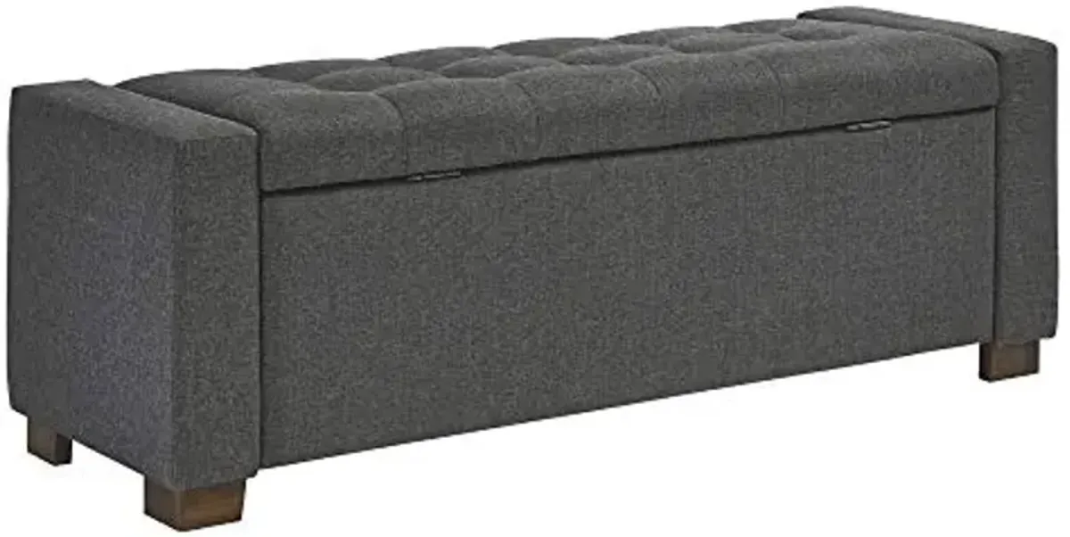 Signature Design by Ashley Cortwell Ottoman Tufted Entryway Storage Bench, Charcoal Gray