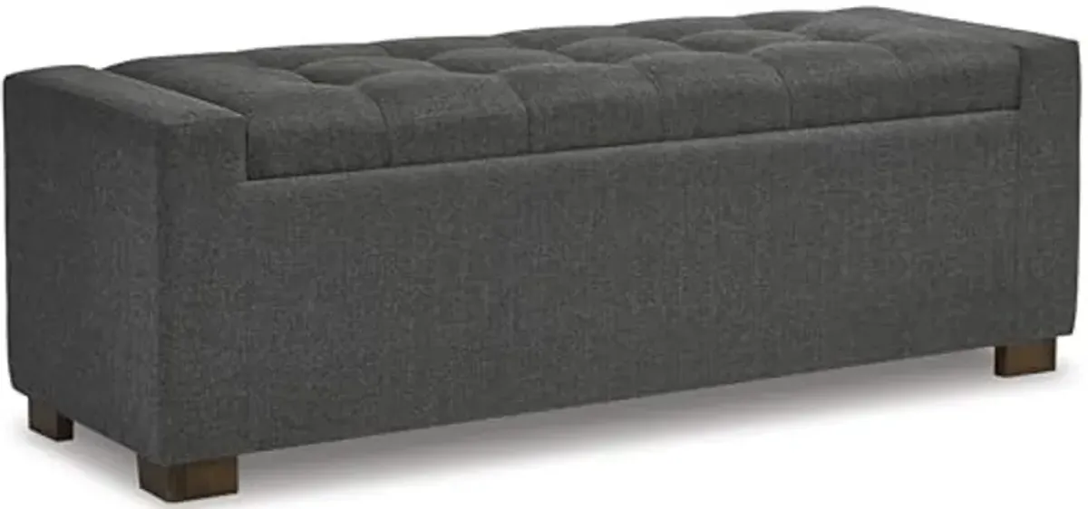 Signature Design by Ashley Cortwell Ottoman Tufted Entryway Storage Bench, Charcoal Gray