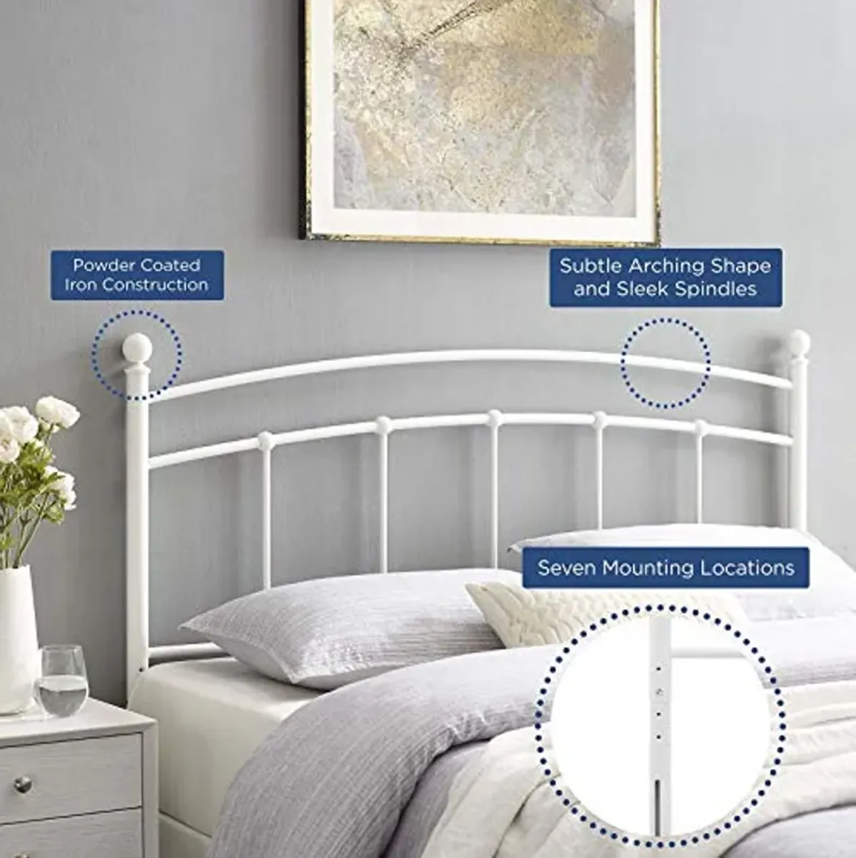 Modway Abigail Queen Metal Headboard in White