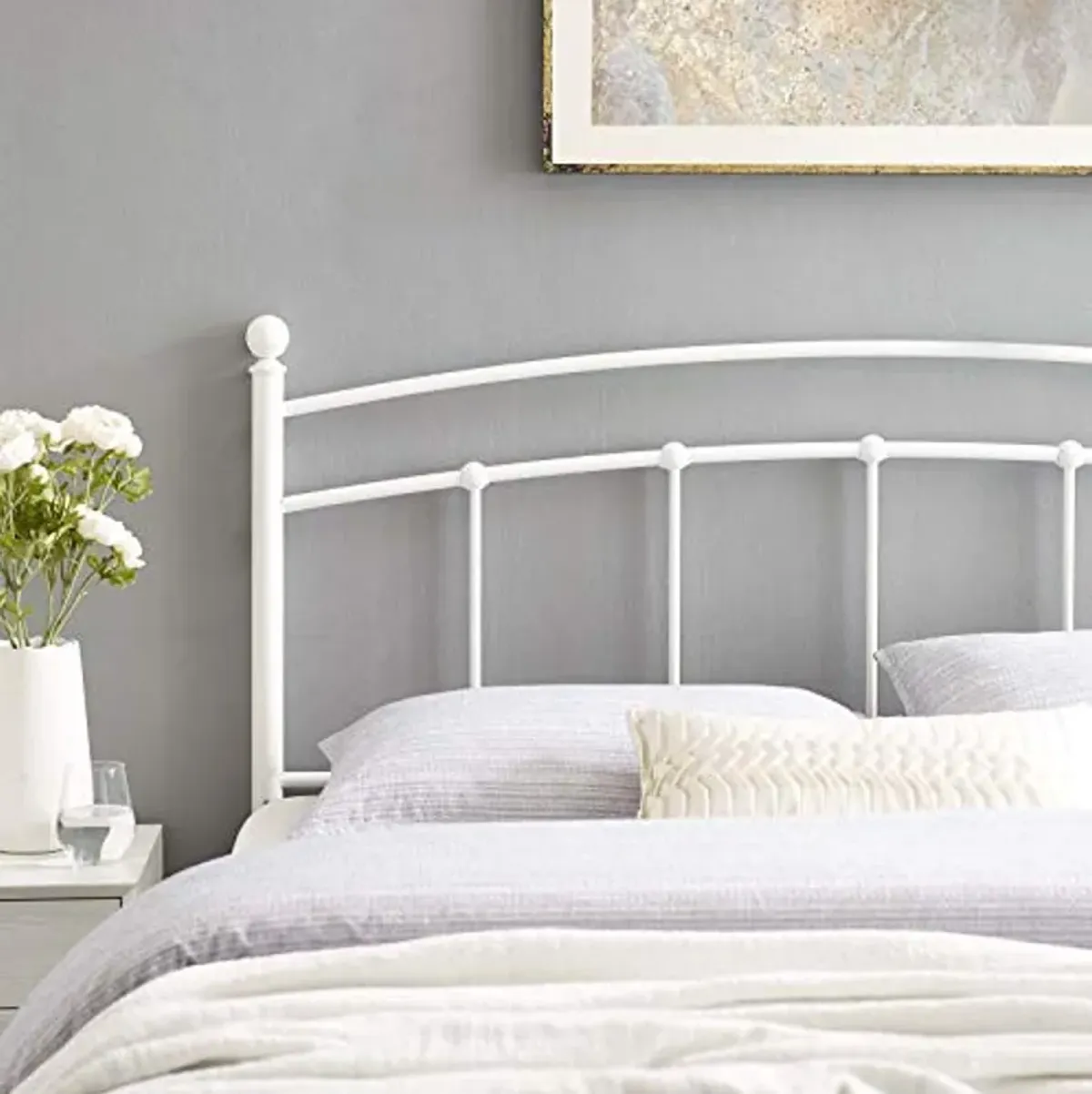 Modway Abigail Queen Metal Headboard in White