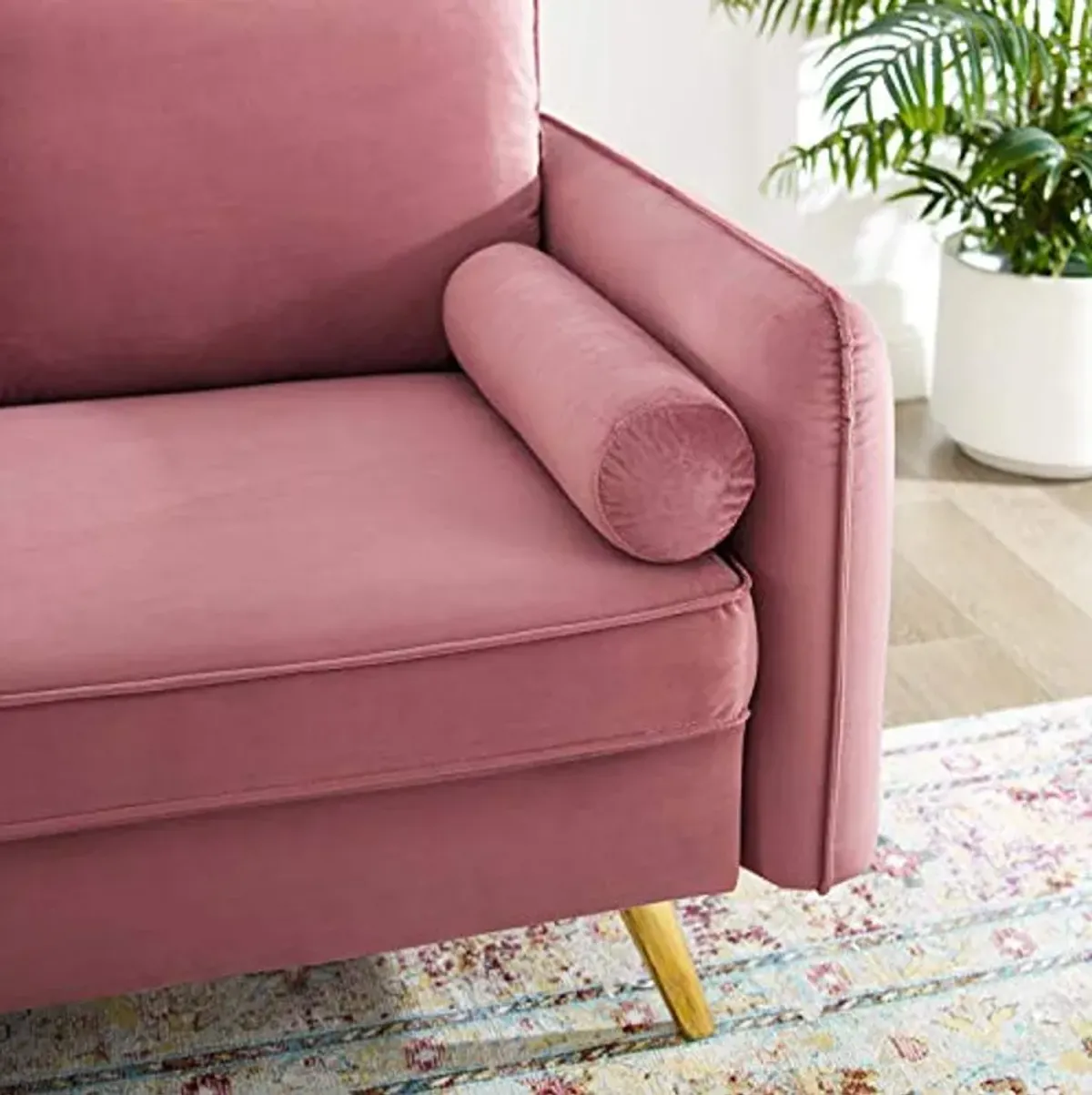 Modway Revive Performance Velvet Loveseat, Dusty Rose