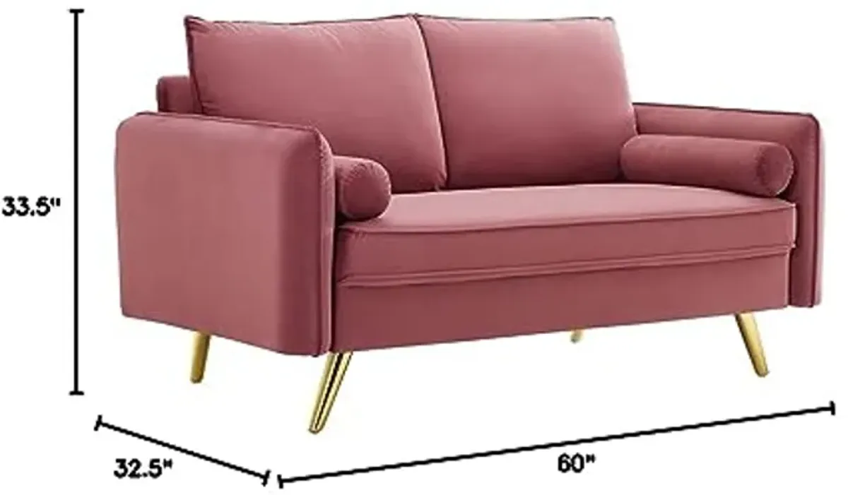 Modway Revive Performance Velvet Loveseat, Dusty Rose