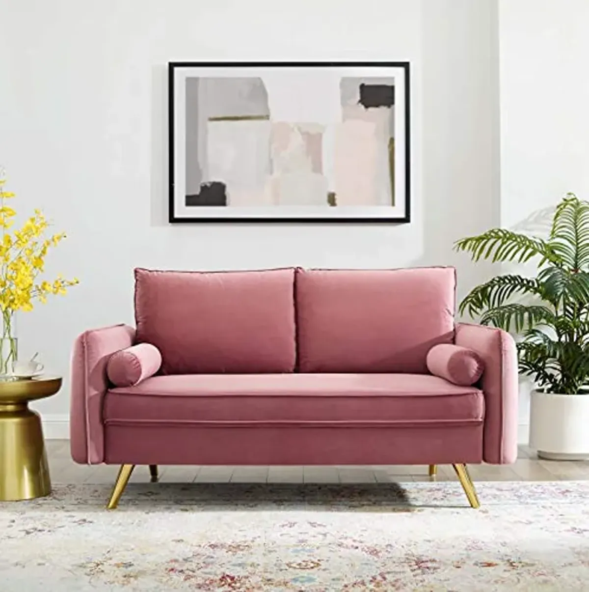 Modway Revive Performance Velvet Loveseat, Dusty Rose