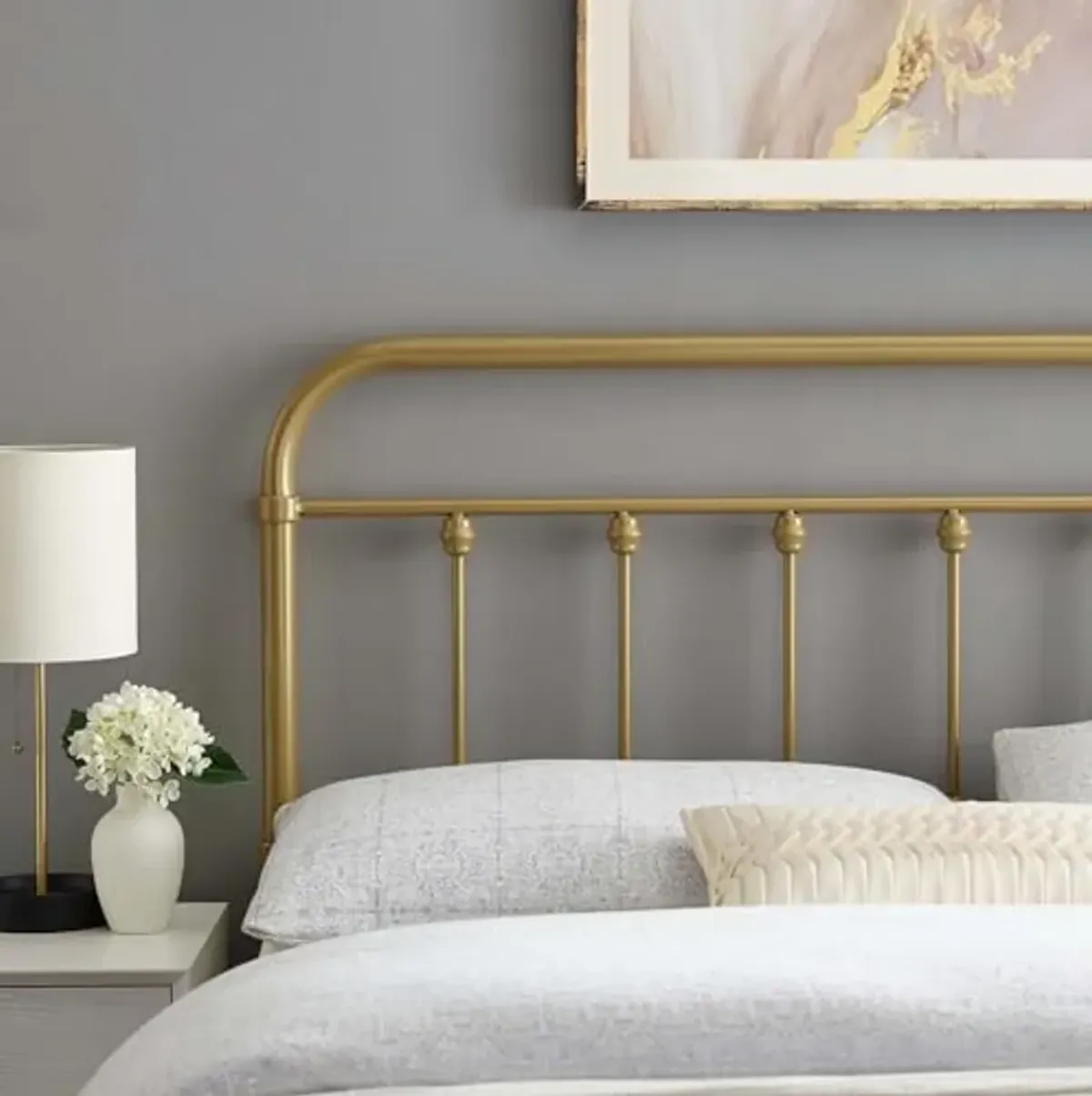 Modway MOD-6155-GLD Sage King Metal Headboard, Gold