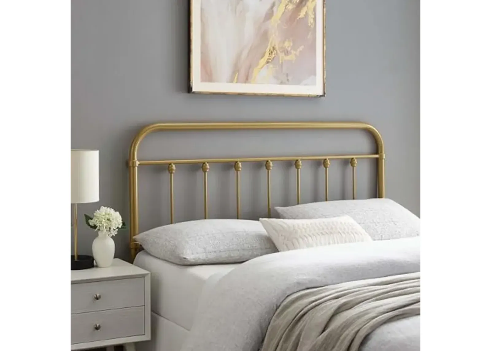 Modway MOD-6155-GLD Sage King Metal Headboard, Gold