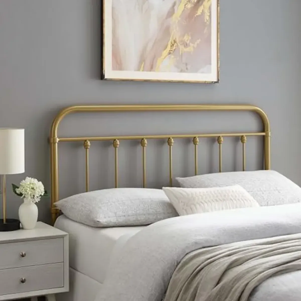 Modway MOD-6155-GLD Sage King Metal Headboard, Gold