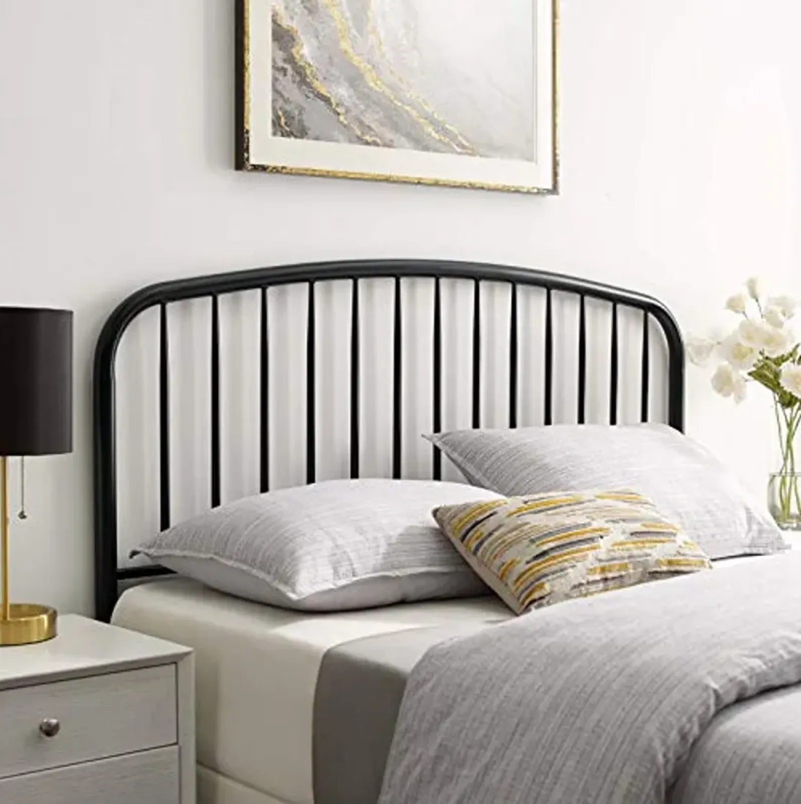 Modway MOD-6151-BLK Nova King Metal Headboard, Black