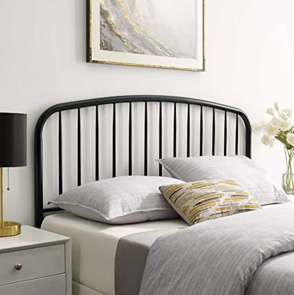 Modway MOD-6148-BLK Nova Twin Metal Headboard, Black