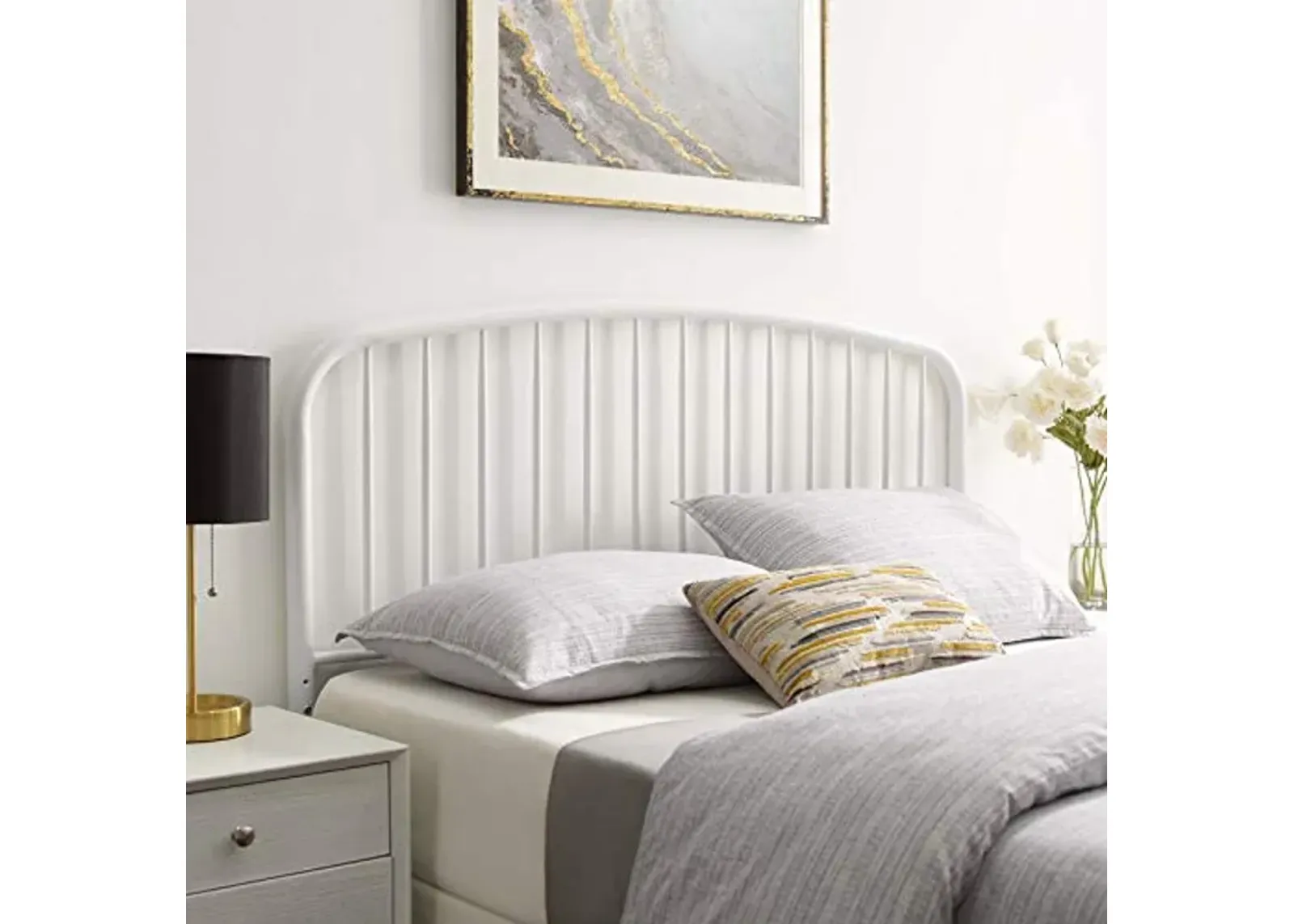 Modway MOD-6150-WHI Nova Queen Metal Headboard, White