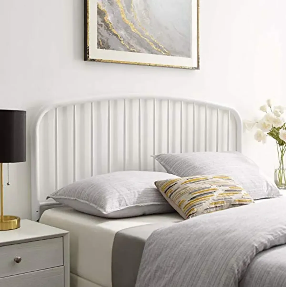 Modway MOD-6150-WHI Nova Queen Metal Headboard, White