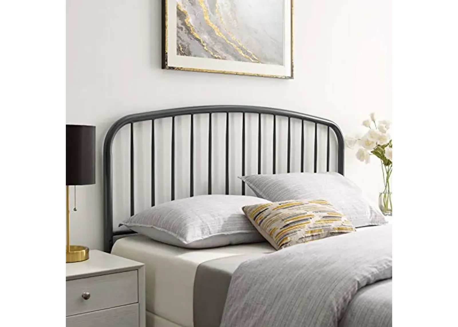 Modway MOD-6150-GRY Nova Queen Metal Headboard, Gray