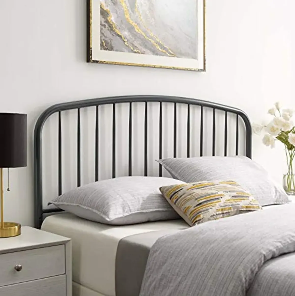 Modway MOD-6150-GRY Nova Queen Metal Headboard, Gray