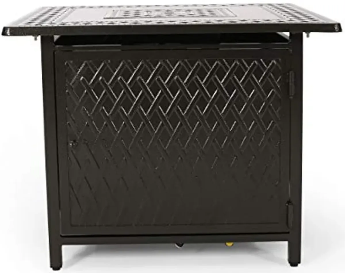 Christopher Knight Home Roger Outdoor Square Aluminum Fire Pit, Hammered Bronze