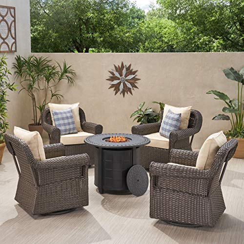 Christopher Knight Home Clement Outdoor 4 Seater Wicker Swivel Chair