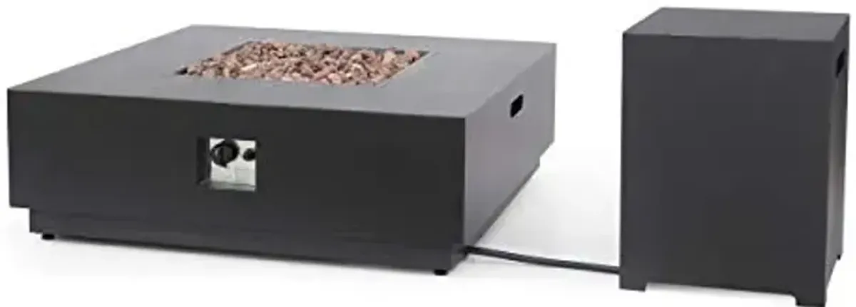 Christopher Knight Home Sidney Outdoor 40-Inch Square Fire Pit with Tank Holder, Brushed Brown