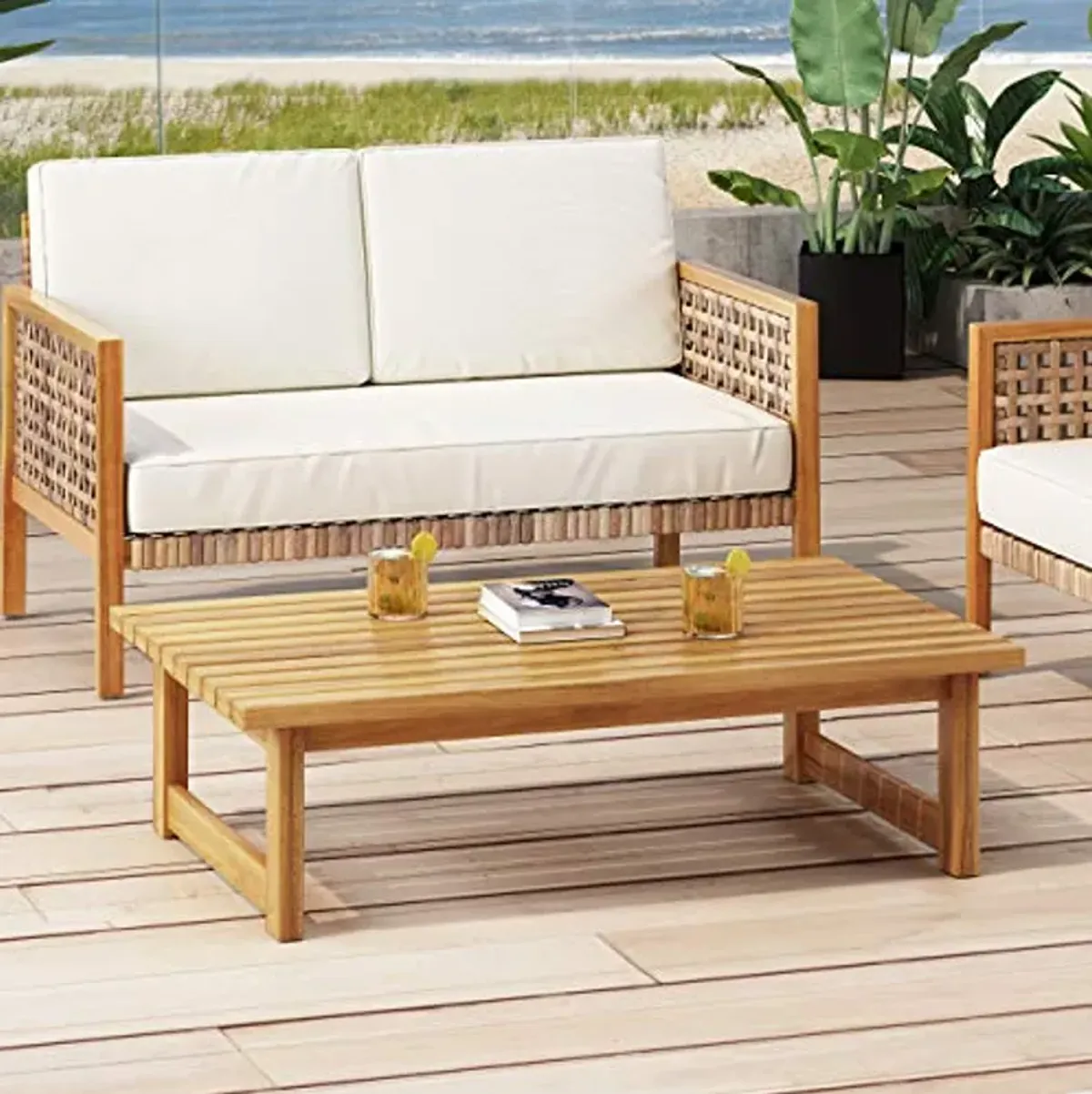 Christopher Knight Home Timothy Outdoor Acacia Wood Coffee Table, Teak Finish