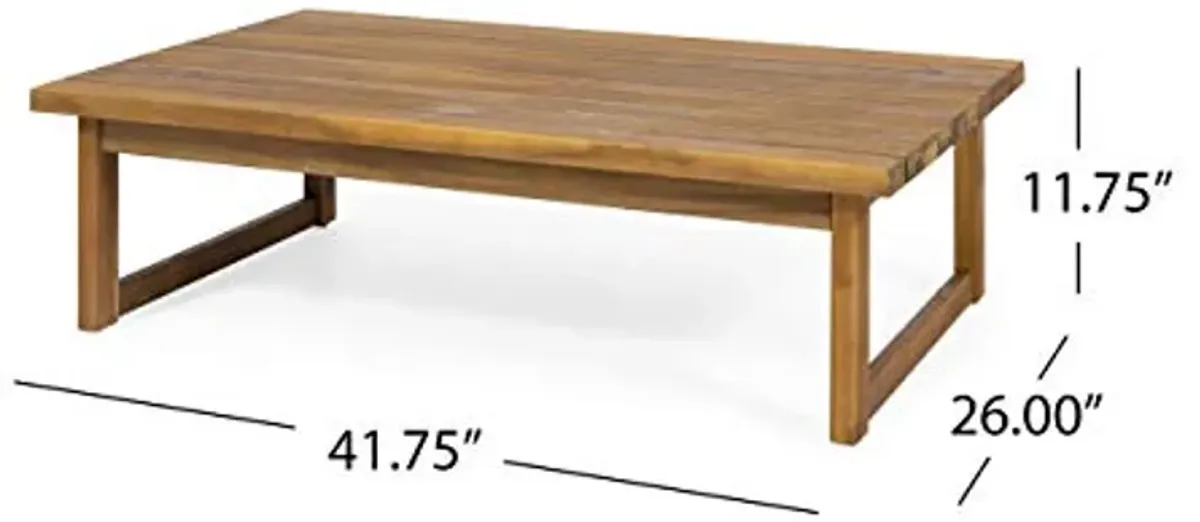 Christopher Knight Home Timothy Outdoor Acacia Wood Coffee Table, Teak Finish