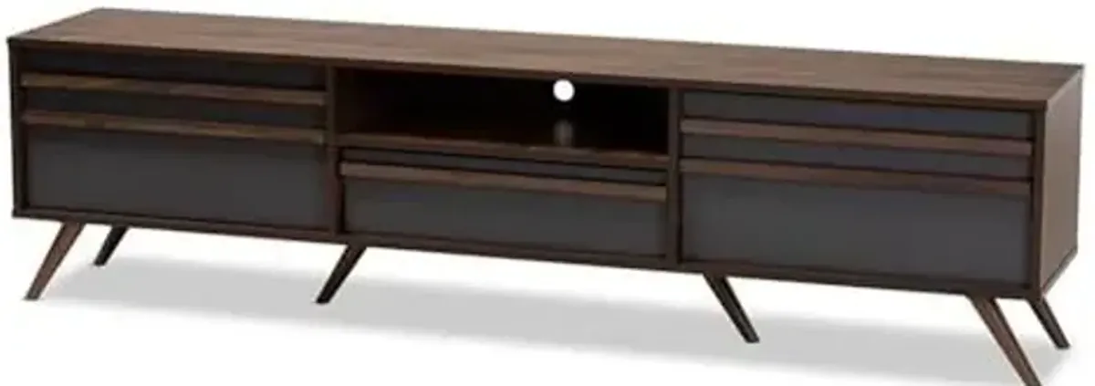 Baxton Studio Naoki Wood 60" TV Stand in Gray and Walnut