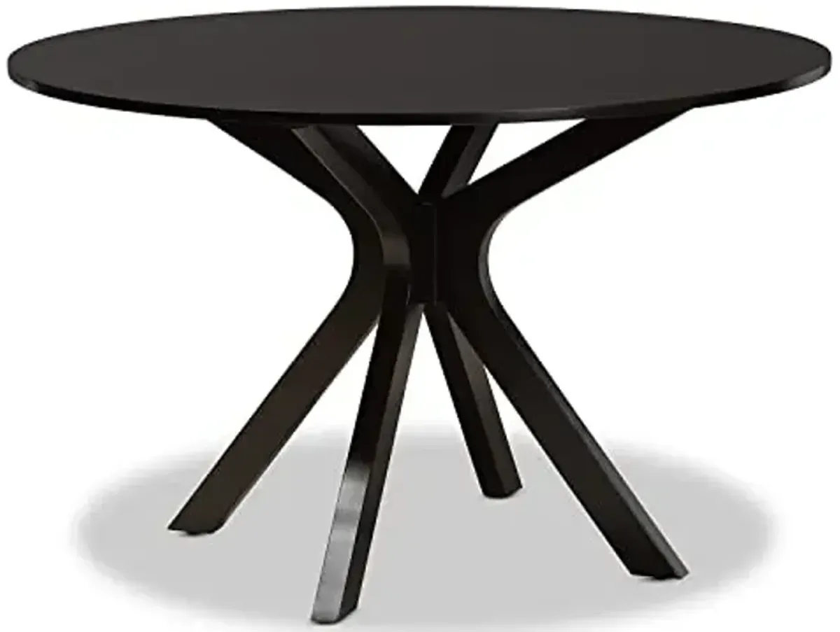 Baxton Studio Kenji Modern and Contemporary Dark Brown Finished 48-Inch-Wide Round Wood Dining Table