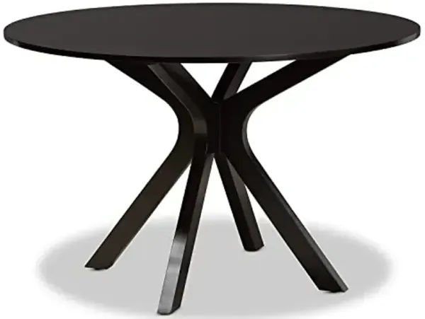 Baxton Studio Kenji Modern and Contemporary Dark Brown Finished 48-Inch-Wide Round Wood Dining Table