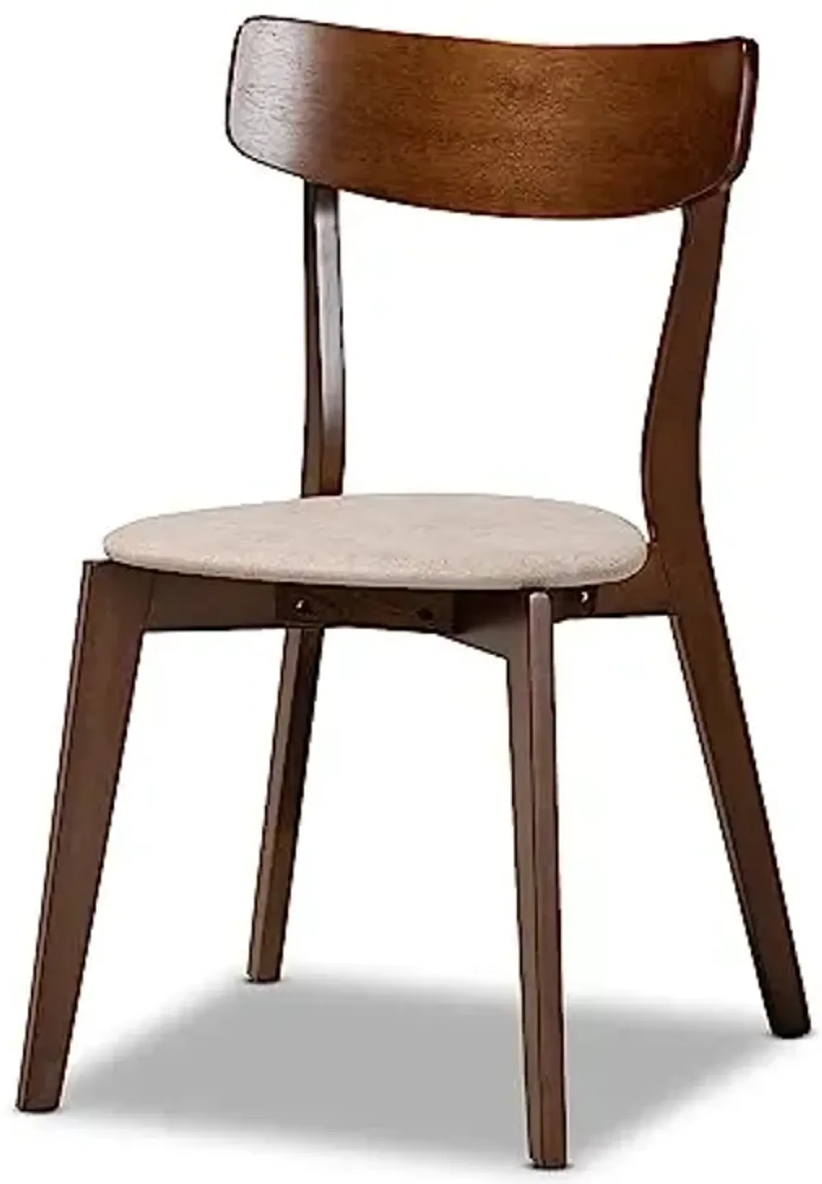 Baxton Studio Iora Mid-Century Fabric Dining Chair, Light Beige and Walnut, 4/Pack