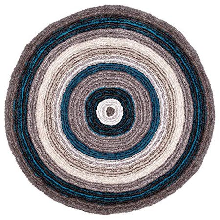 nuLOOM Drey Striped Shag Area Rug, 5' Round, Blue Multi