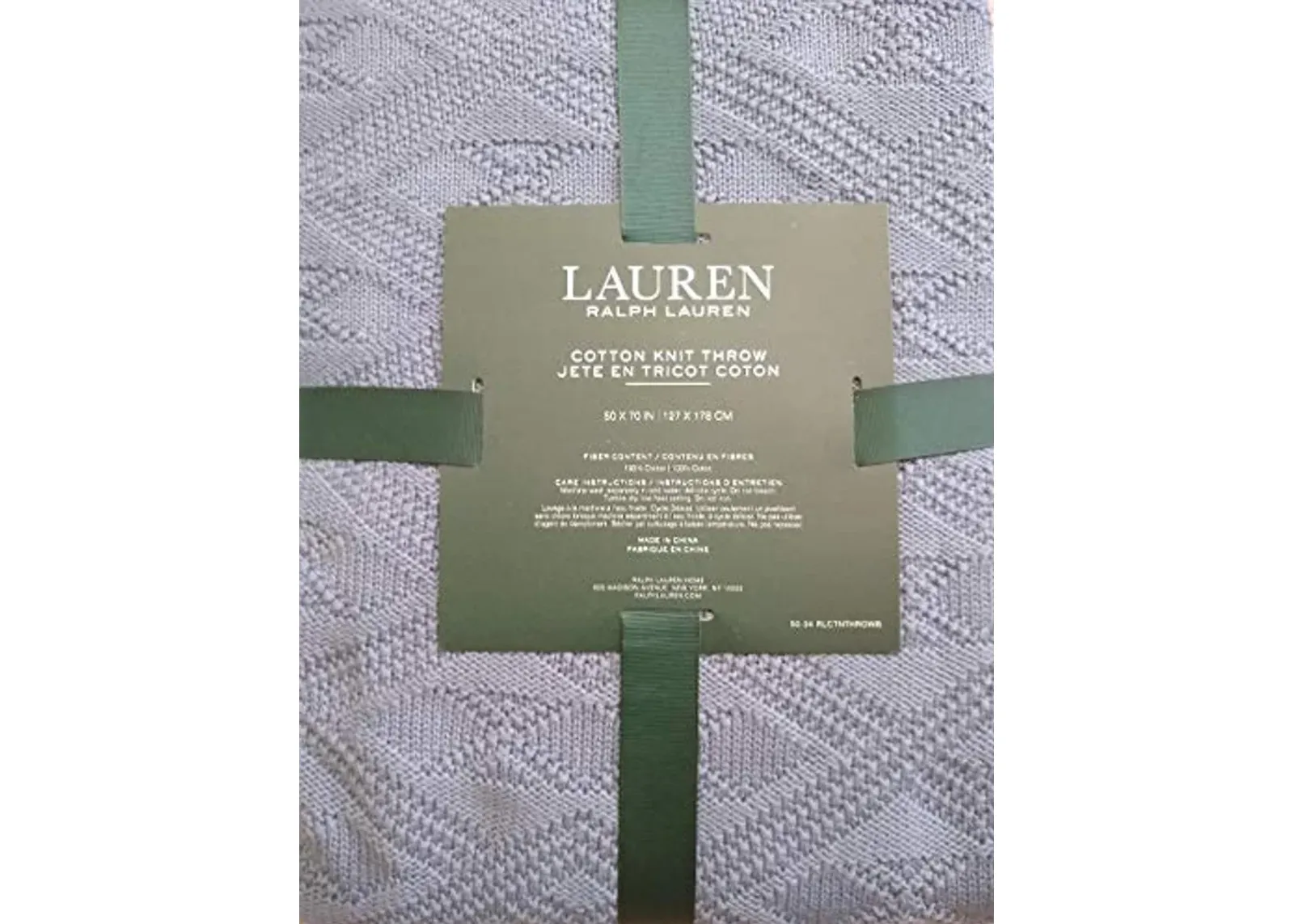 Ralph Lauren Cotton Ringspun Double Diamond Kit Throw - Blue/Gray