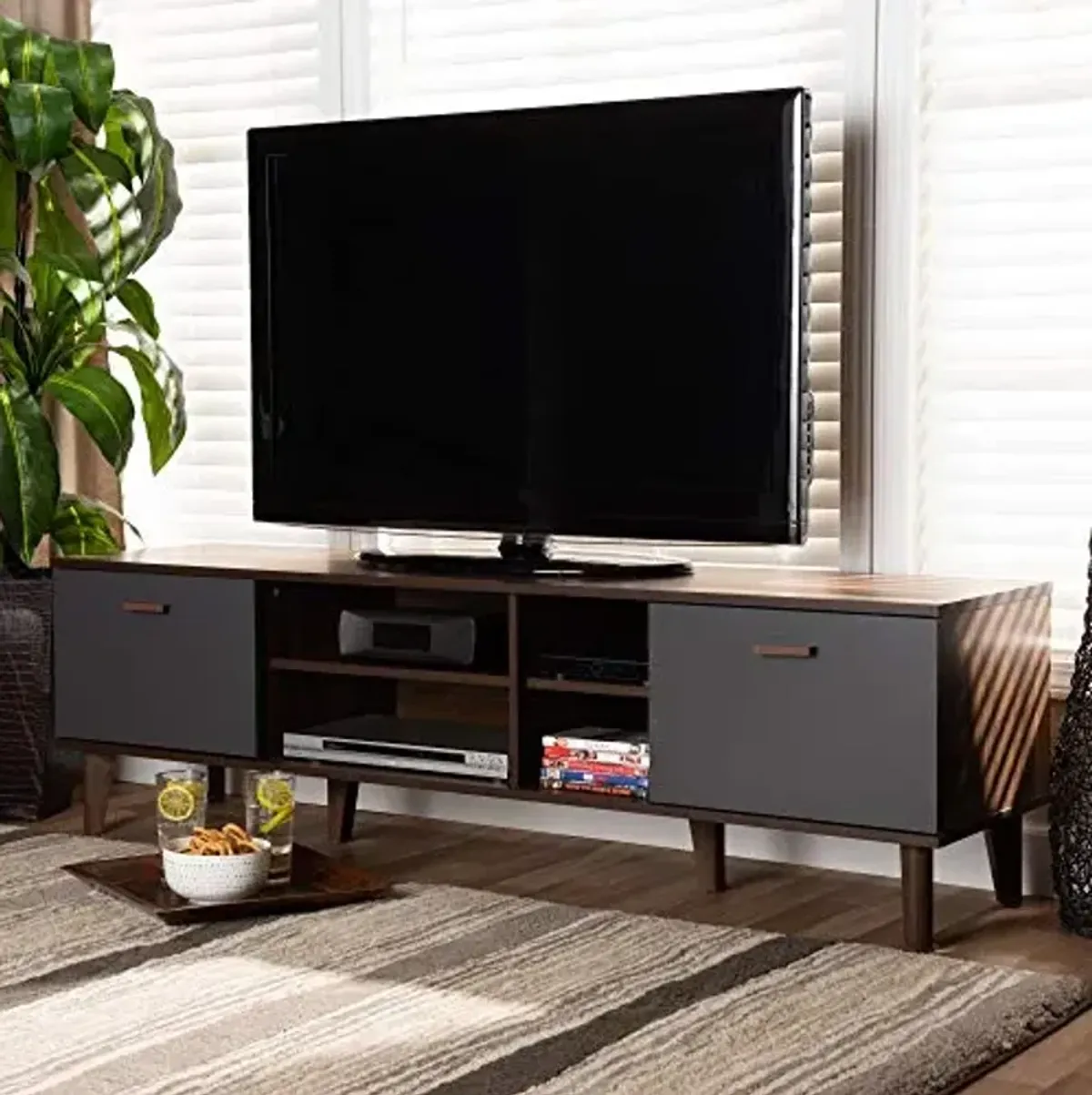 Baxton Studio TV Stands, Walnut/Grey