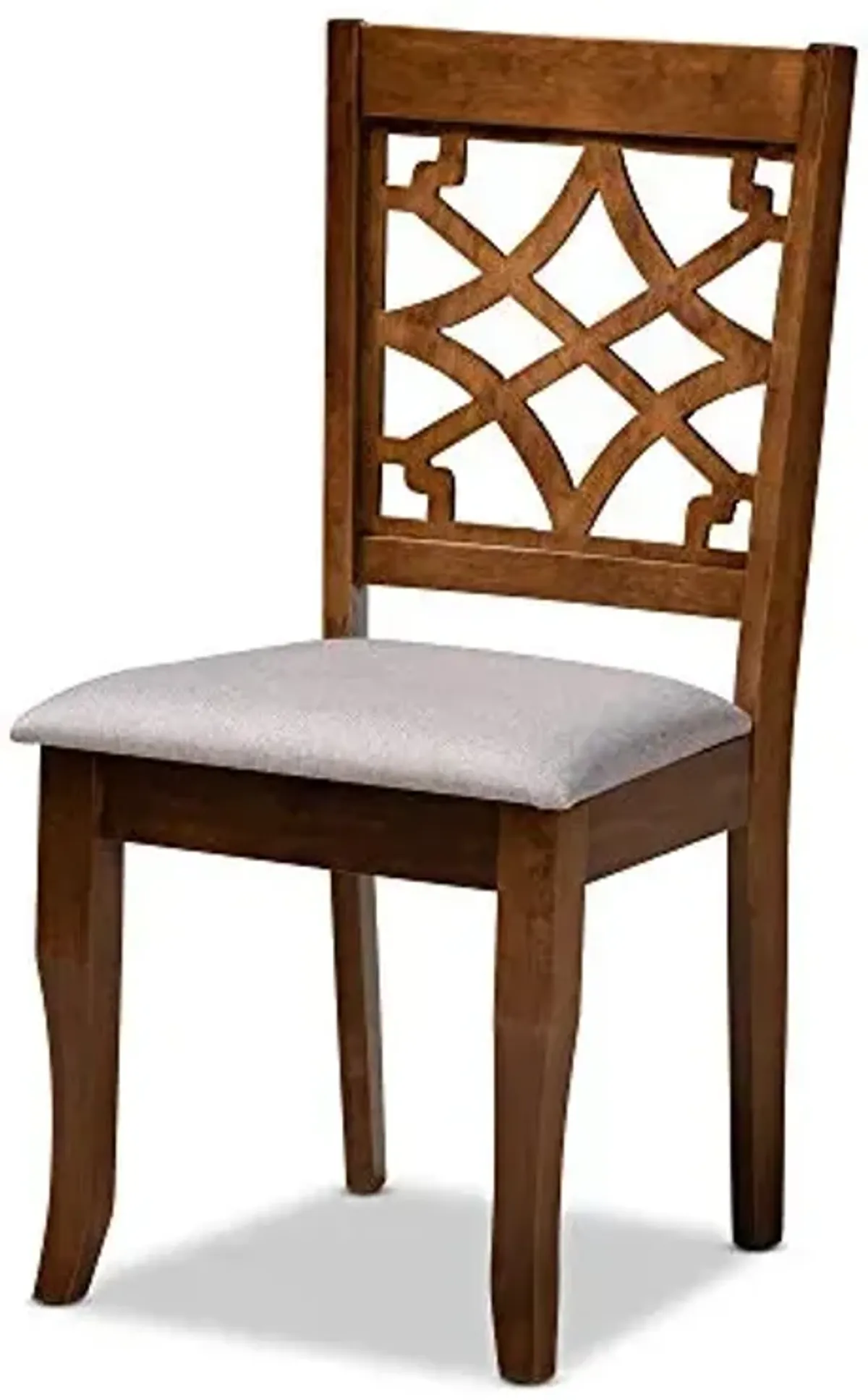 Baxton Studio Mael Dining Chair and Dining Chair Grey Fabric Upholstered Walnut Brown Finished Wood 4-Piece Dining Chair Set