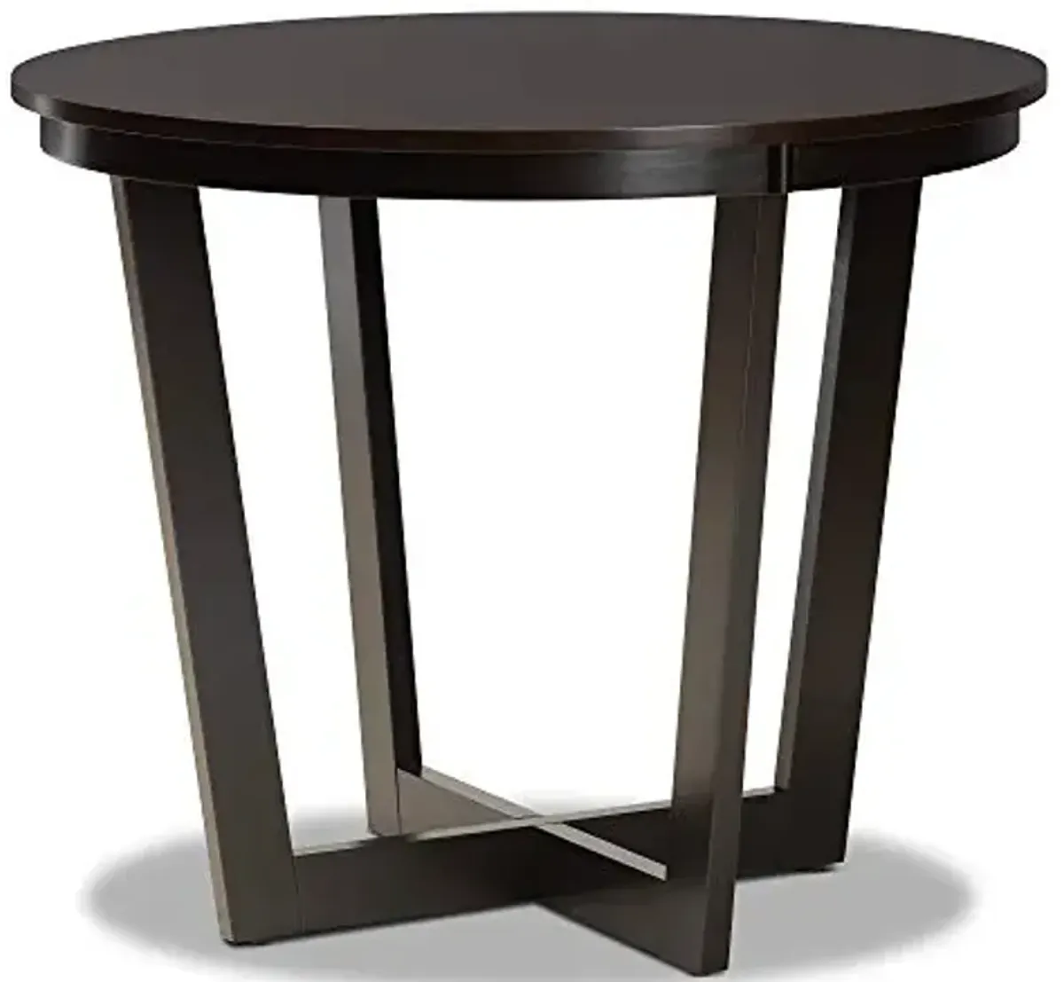 Baxton Studio Alayna Modern and Contemporary Dark Brown Finished 35-Inch-Wide Round Wood Dining Table