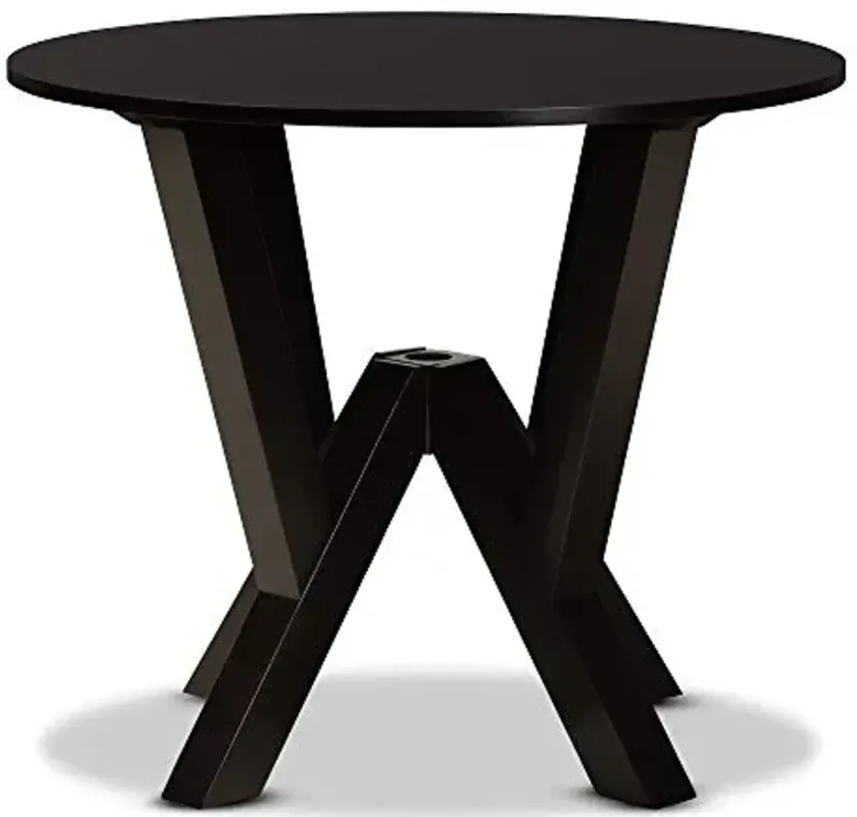 Baxton Studio Irene Modern and Contemporary Dark Brown Finished 35-Inch-Wide Round Wood Dining Table