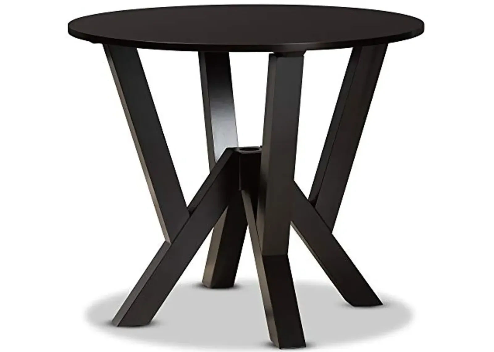 Baxton Studio Irene Modern and Contemporary Dark Brown Finished 35-Inch-Wide Round Wood Dining Table