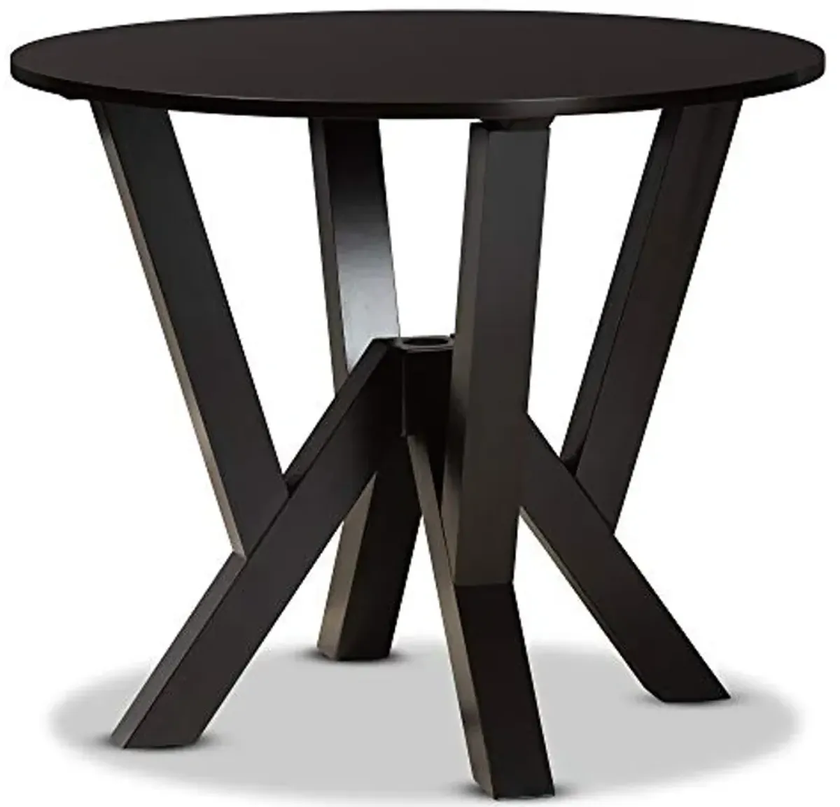 Baxton Studio Irene Modern and Contemporary Dark Brown Finished 35-Inch-Wide Round Wood Dining Table