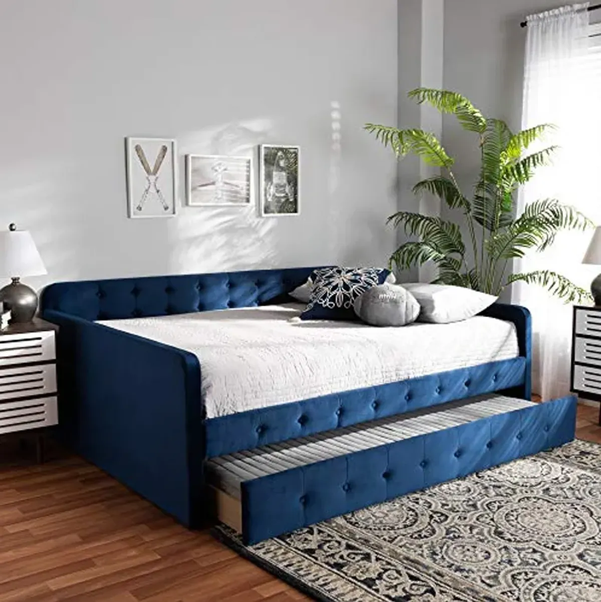 Baxton Studio Daybeds, Queen, Navy Blue