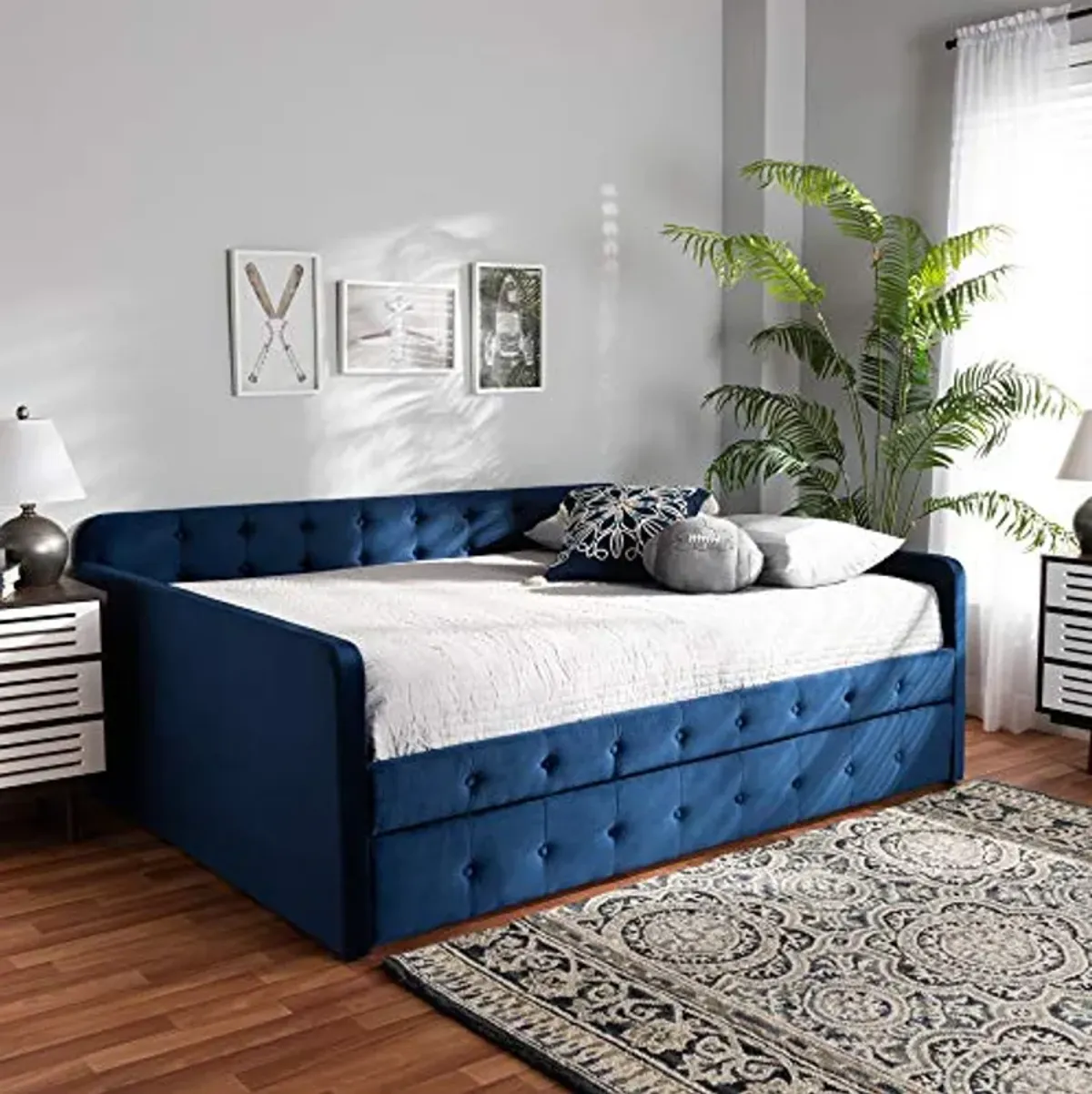 Baxton Studio Daybeds, Queen, Navy Blue