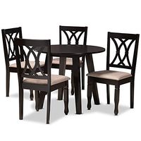 Baxton Studio Millie Modern and Contemporary Sand Fabric Upholstered and Dark Brown Finished Wood 5-Piece Dining Set