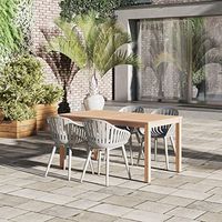 Amazonia Lisbon 5-Piece Outdoor Rectangular Dining Table Set | Teak Finish | Ideal for Patio and Indoors