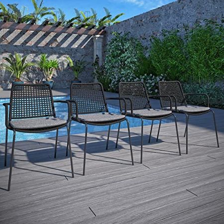 Amazonia Edinburgh 9-Piece Outdoor Rectangular Dining Table Set | Eucalyptus Wood | Ideal for Patio and Indoors