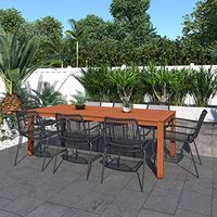Amazonia Edinburgh 9-Piece Outdoor Rectangular Dining Table Set | Eucalyptus Wood | Ideal for Patio and Indoors
