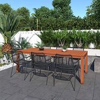 Amazonia Edinburgh 7-Piece Outdoor Rectangular Dining Table Set | Eucalyptus Wood | Ideal for Patio and Indoors