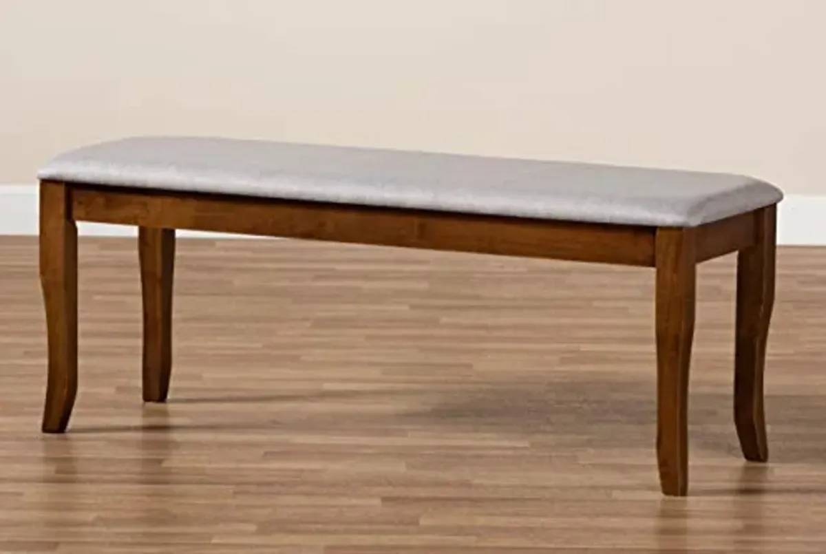 Baxton Studio Cornelie Modern and Contemporary Transitional Grey Fabric Upholstered and Walnut Brown Finished Wood Dining Bench