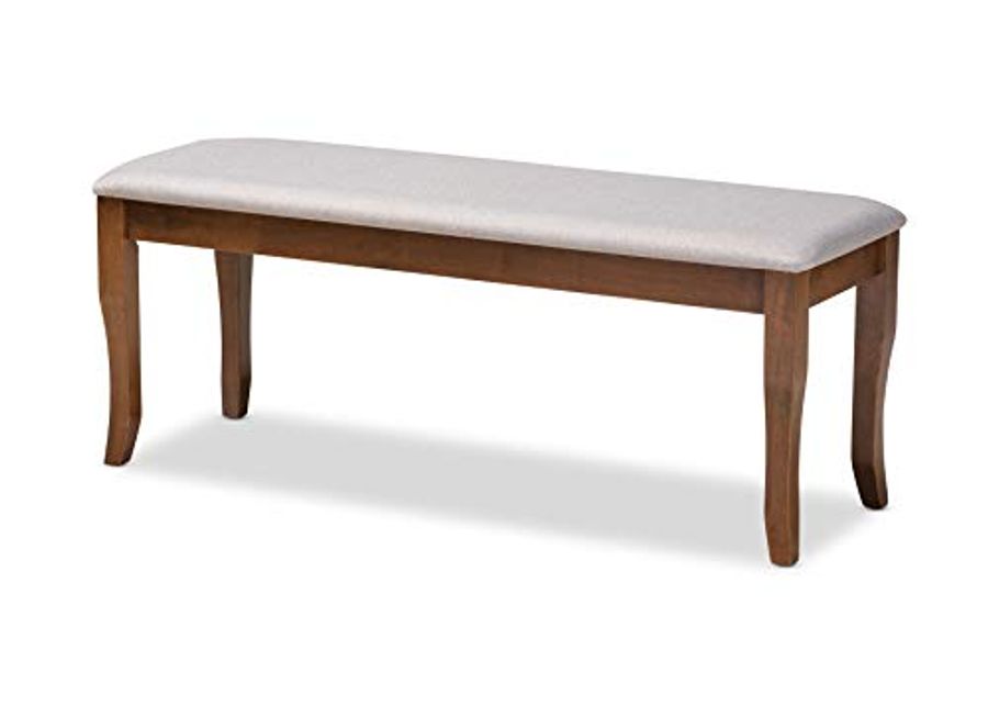 Baxton Studio Cornelie Modern and Contemporary Transitional Grey Fabric Upholstered and Walnut Brown Finished Wood Dining Bench