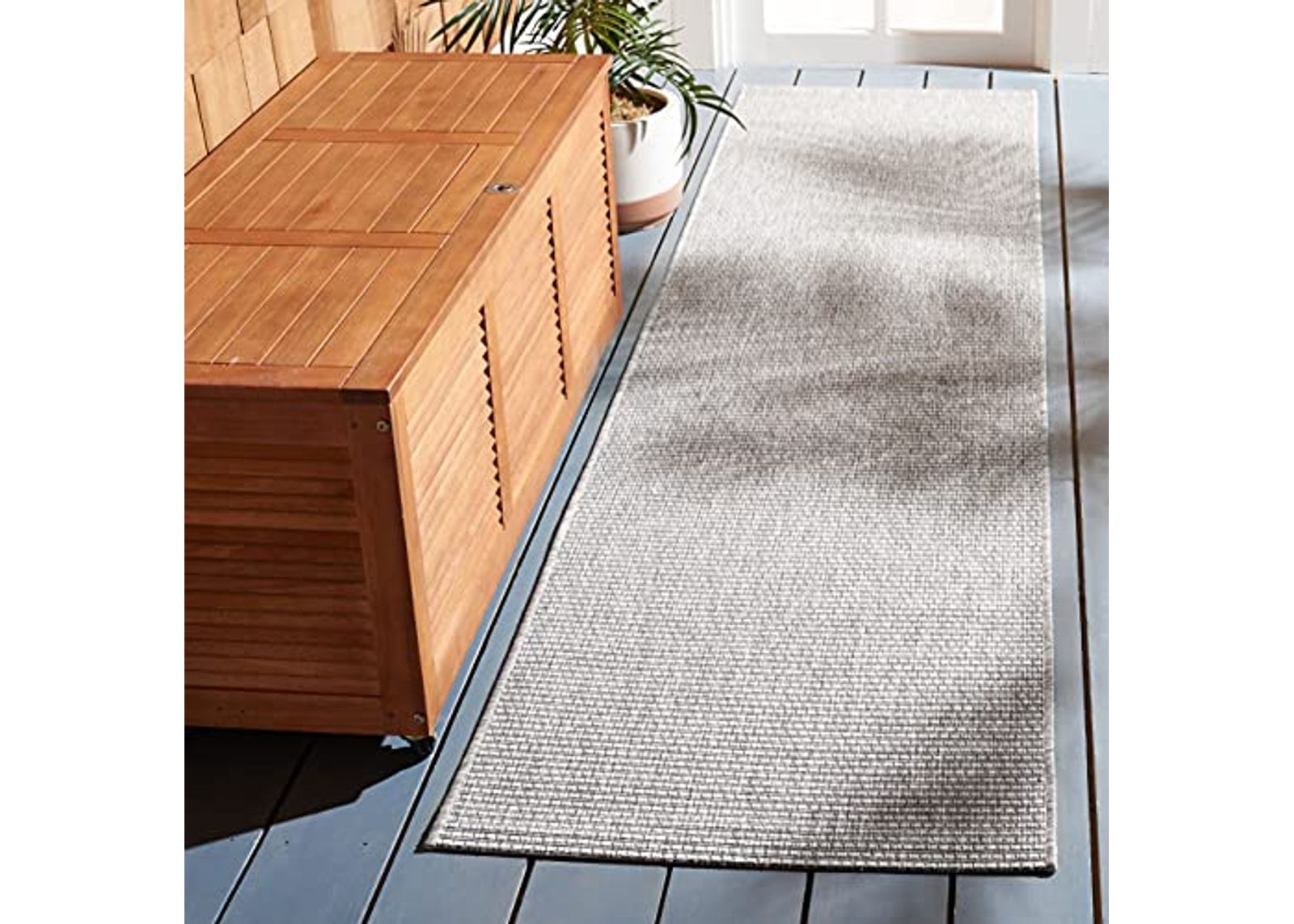 SAFAVIEH Courtyard Collection 2'2" x 9' Ivory/Grey CY8403 Indoor/ Outdoor-Waterproof Easy-Cleaning Patio Backyard Mudroom Runner-Rug