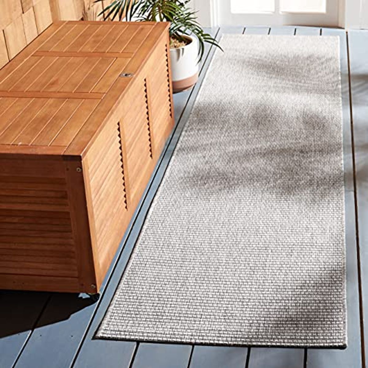 SAFAVIEH Courtyard Collection 2'2" x 9' Ivory/Grey CY8403 Indoor/ Outdoor-Waterproof Easy-Cleaning Patio Backyard Mudroom Runner-Rug