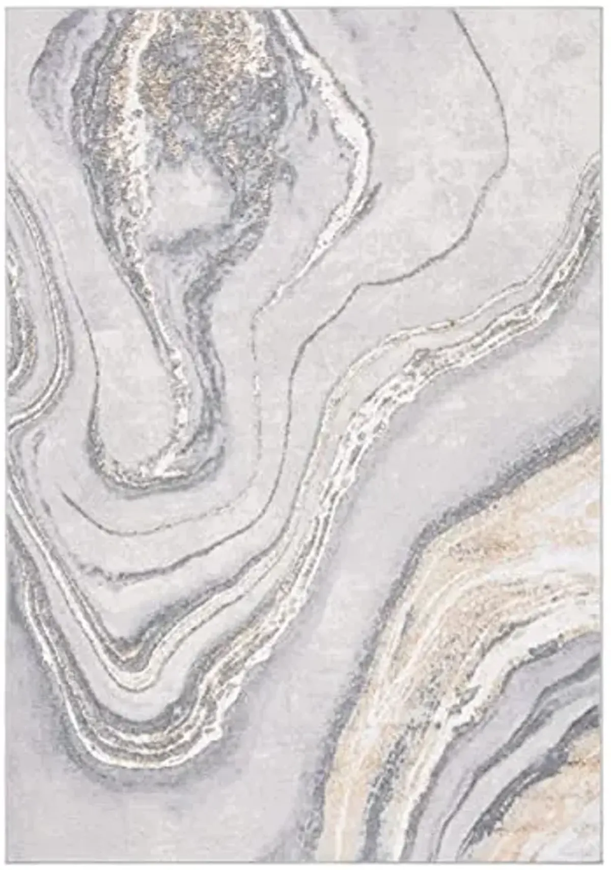 SAFAVIEH Orchard Collection Accent Rug - 4'5" x 6'5", Grey & Gold, Modern Abstract Design, Non-Shedding & Easy Care, Ideal for High Traffic Areas in Entryway, Living Room, Bedroom (ORC637G)