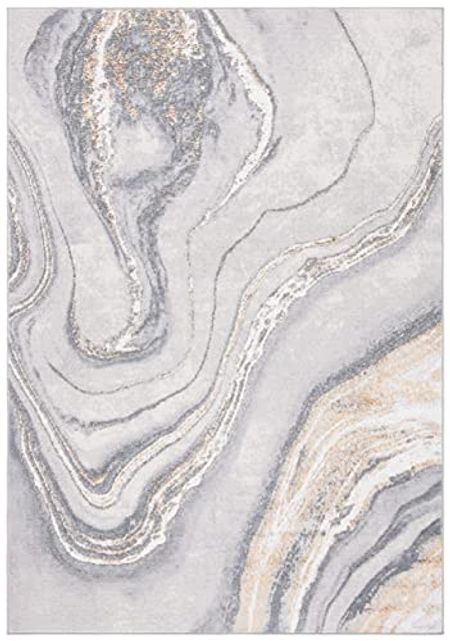 SAFAVIEH Orchard Collection 4'5" x 6'5" Grey / Gold ORC637G Modern Abstract Area Rug