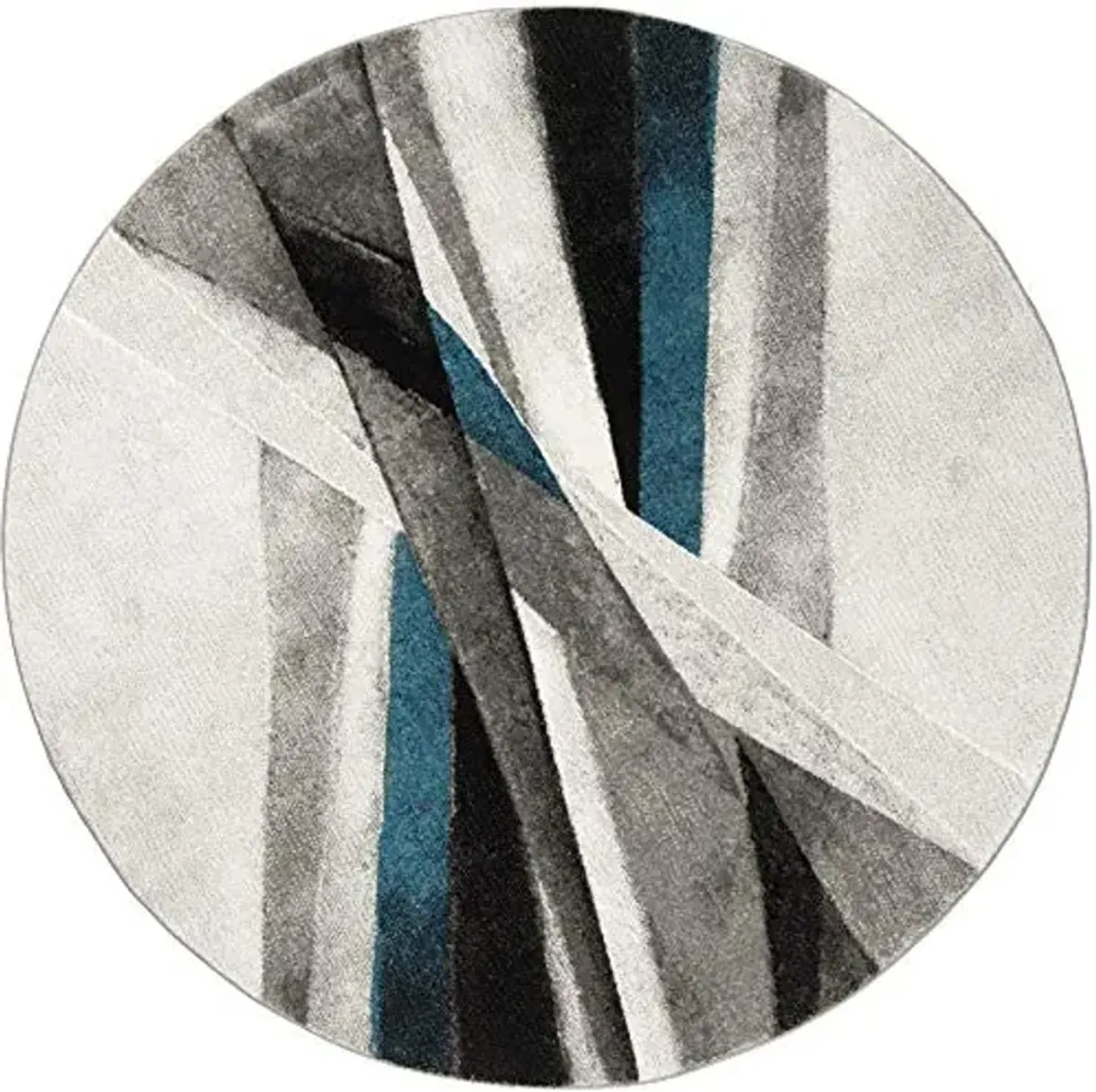 SAFAVIEH Hollywood Collection Area Rug - 9' Round, Grey & Teal, Mid-Century Modern Design, Non-Shedding & Easy Care, Ideal for High Traffic Areas in Living Room, Bedroom (HLW710D)